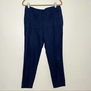 Boden Pants Cropped Linen Blend Side Zip Nautical Navycore Navy Blue Size 8L